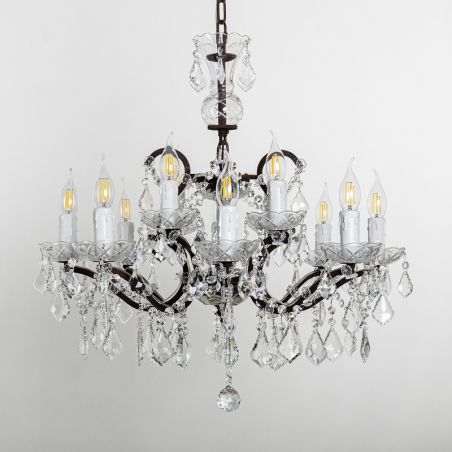 19TH C. ROCOCO IRON & CRYSTAL ROUND CHANDELIER