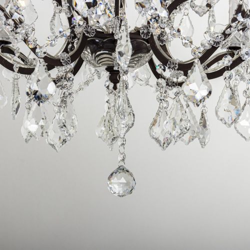 19TH C. ROCOCO IRON & CRYSTAL ROUND CHANDELIER