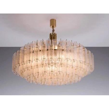 Morentz GRAND CHANDELIER IN STRUCTURED GLASS AND BRASS