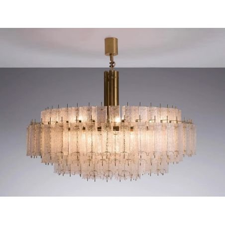 Morentz GRAND CHANDELIER IN STRUCTURED GLASS AND BRASS