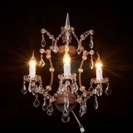 19TH C. ROCOCO IRON & CRYSTAL SCONCE