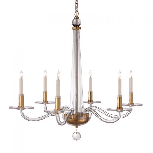 E. F. Chapman Circa Lighting Robinson Medium Glass Brass Candle Chandelier