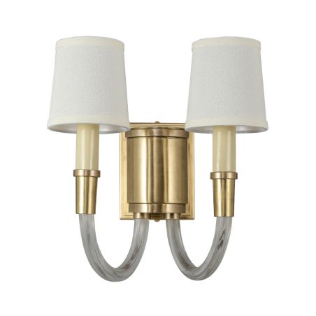 Thomas O'Brien from Visual Comfort Vivian Double Brass Fabric Shades Sconce 